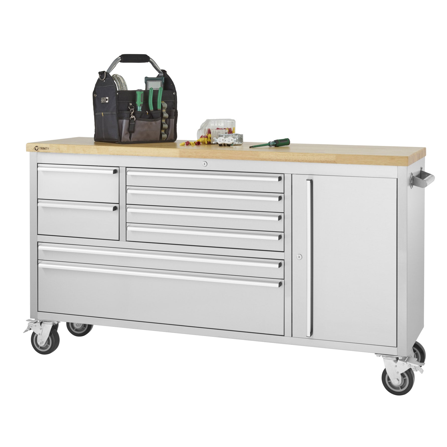 TRINITY 66" Stainless Steel Rolling Workbench